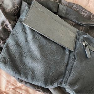 Gucci GG Monogram Double Pocket Belt Bag Black